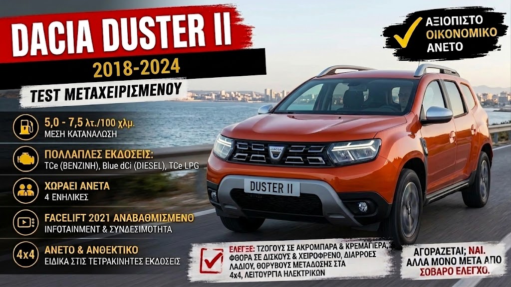 Μεταχειρισμένο Dacia Duster II (2018-2024): Ποιο να αγοράσεις; 